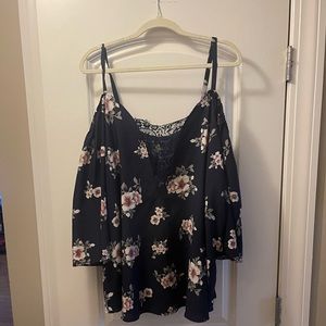 Floral cold shoulder top